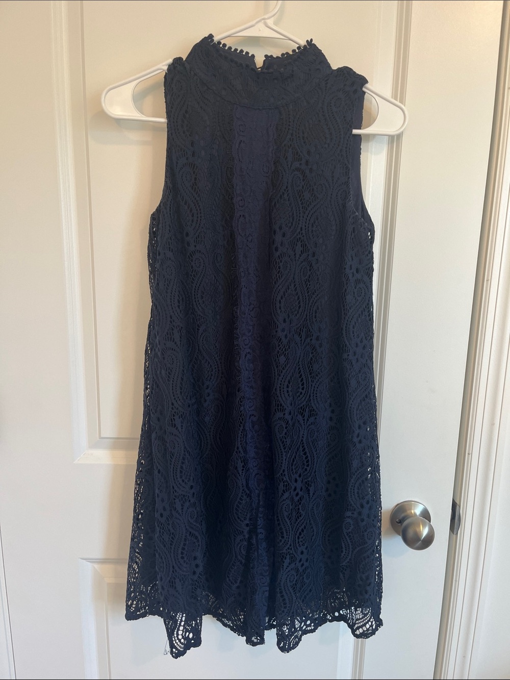 Ashley Mason Navy High-Neck Dress